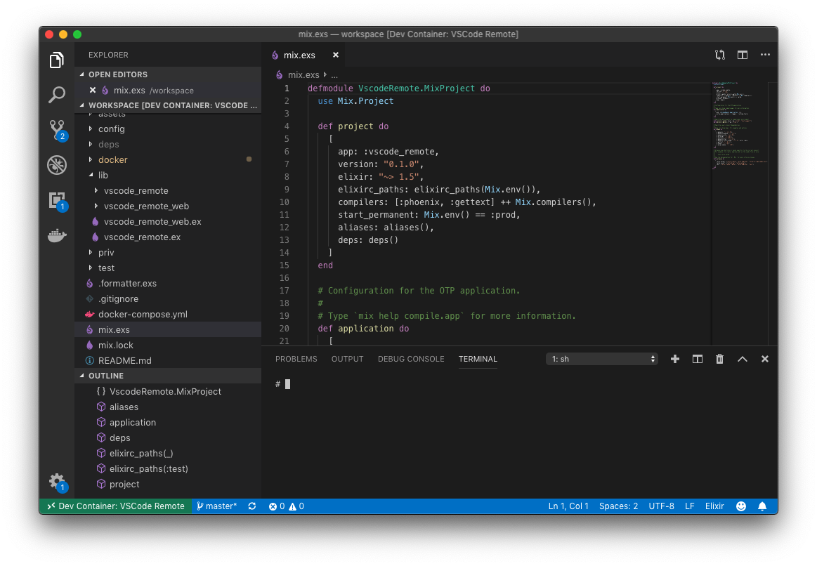VSCode on remote container with extensions